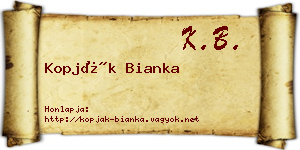 Kopják Bianka névjegykártya